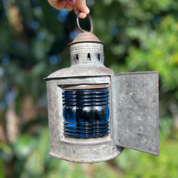 Antique 1913 Perko Triplex Nautical Lantern Glass Ship Lamp Maritime Light - Picture 11 of 14